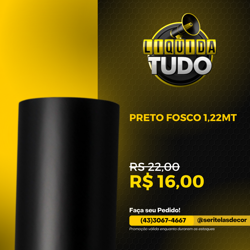 R7 Preto fosco 1,22mt